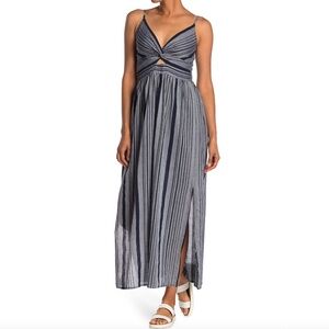 Angie | Dresses | Angie Twist Front Keyhole Stripe Maxi Dress In Blue |  Poshmark